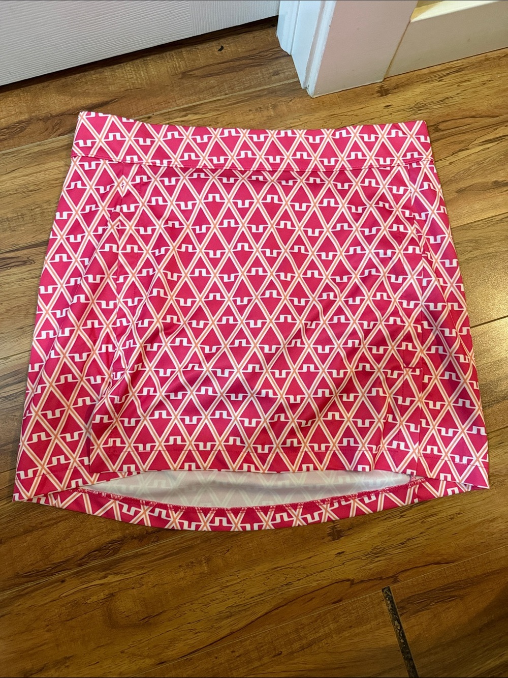 Geometric Pink and White Mini Skirt
